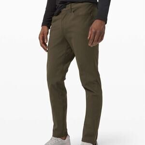 Lululemon ABC Pant Slim Warpstreme Dark Olive Men's Size 34 x 31 EUC
